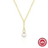 925 Silver Sparkling Clavicle Chain Diamond Pearl Necklace