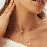 925 Silver Sparkling Clavicle Chain Diamond Pearl Necklace