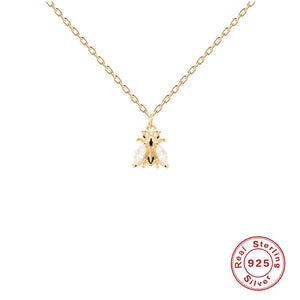 925 Sterling Silver Bee Pendant Choker Necklace for Women