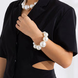 Big Pearl Choker Necklace Wedding Bridal Bead Chain Jewelry