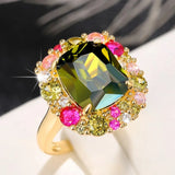 CAOSHI Female Party Ring Colorful Crystal Stone Anniversary Accessories