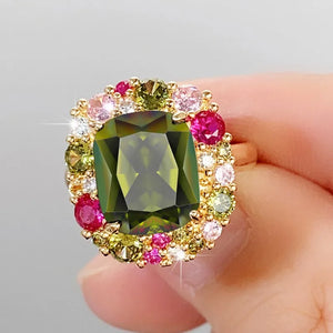 CAOSHI Female Party Ring Colorful Crystal Stone Anniversary Accessories