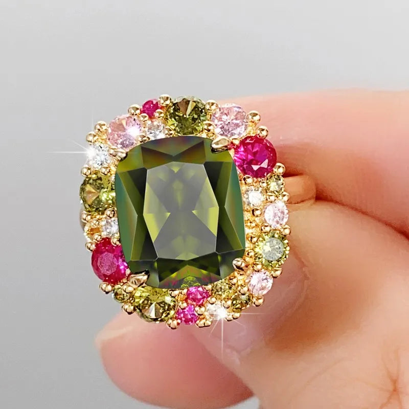 CAOSHI Female Party Ring Colorful Crystal Stone Anniversary Accessories