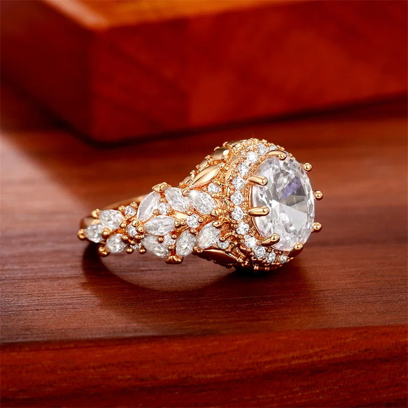 CAOSHI Cubic Zirconia Engagement Ring for Wedding Ceremony