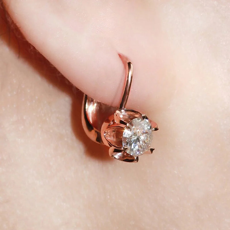 CAOSHI Dainty Graceful Hoop Earrings with Zirconia Rose Jewelry