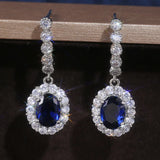 CAOSHI Silver Drop Earrings Blue Zirconia Wedding Jewelry Gift