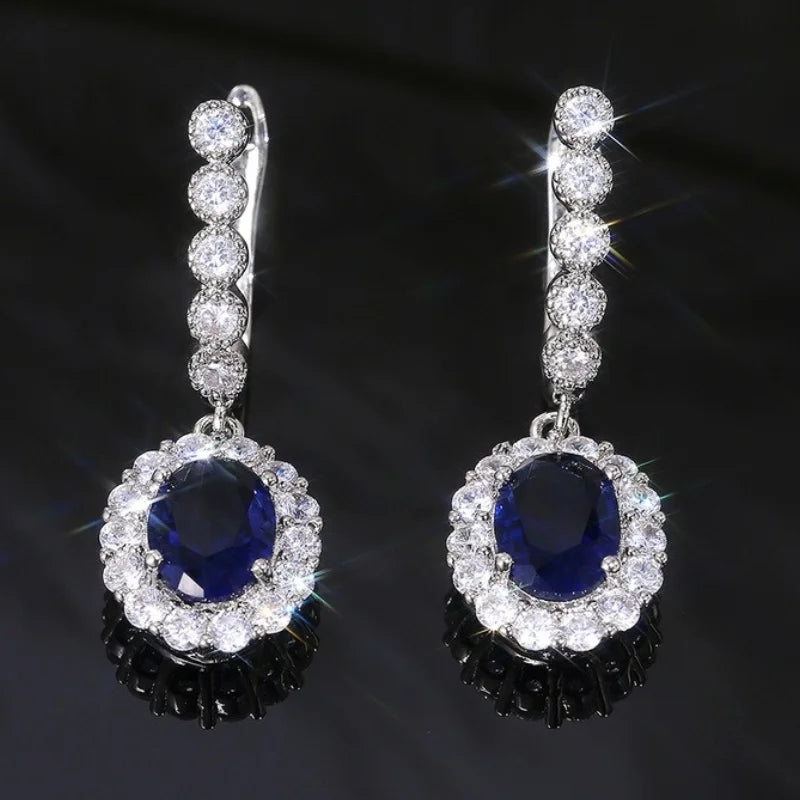 CAOSHI Silver Drop Earrings Blue Zirconia Wedding Jewelry Gift