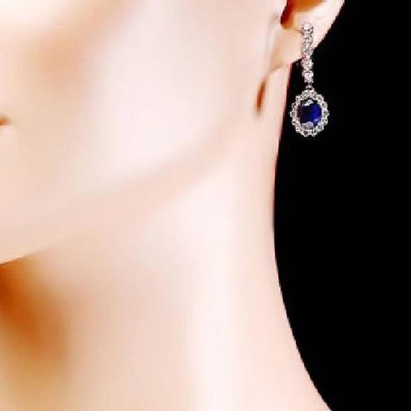 CAOSHI Silver Drop Earrings Blue Zirconia Wedding Jewelry Gift