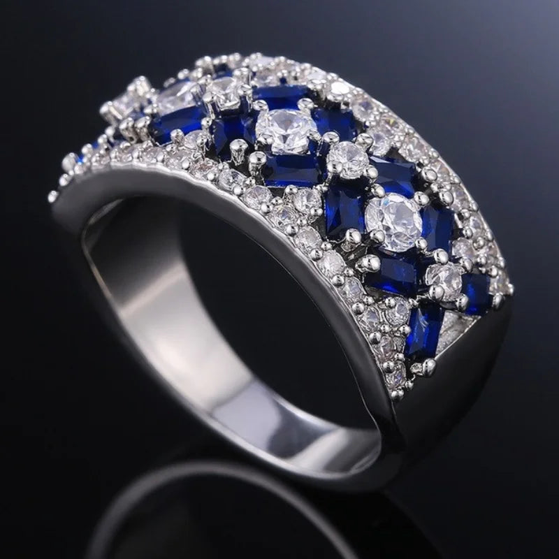 Silver CZ Finger Rings for Women Delicate Wedding Party Jewelry