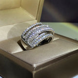 Dazzling Zirconia Ring for Wedding Party, Cross Jewelry for Anniversary
