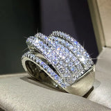 Dazzling Zirconia Ring for Wedding Party, Cross Jewelry for Anniversary