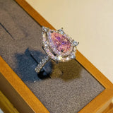 CAOSHI Pink Crystal Finger Ring Bridal Wedding Accessory Jewelry Gift