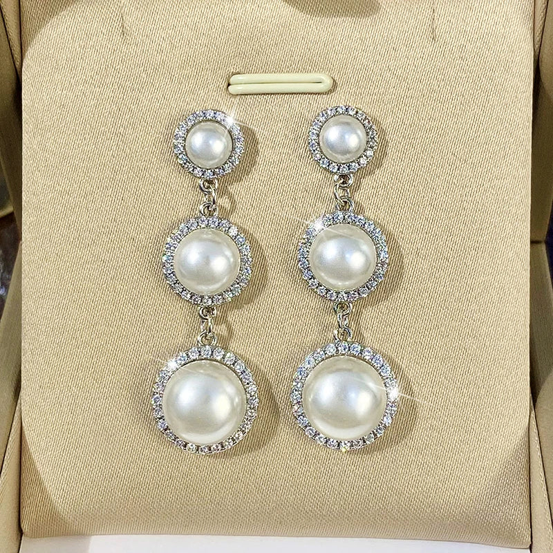 CAOSHI Graceful Pendant Earrings for Women Simulated Pearl Jewelry