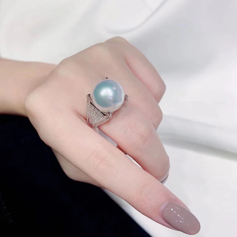 CAOSHI Pearl Ring Dazzling Zirconia Wedding Party Gift Women Jewelry