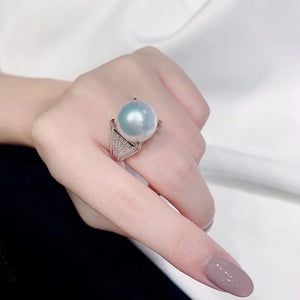 CAOSHI Pearl Ring Dazzling Zirconia Wedding Party Gift Women Jewelry