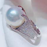 CAOSHI Pearl Ring Dazzling Zirconia Wedding Party Gift Women Jewelry