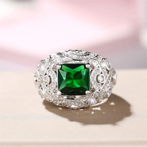 CAOSHI Vintage Finger Ring for Women Green Zirconia Accessories Party Jewelry