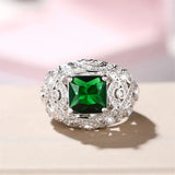 CAOSHI Vintage Finger Ring for Women Green Zirconia Accessories Party Jewelry