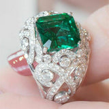 CAOSHI Vintage Finger Ring for Women Green Zirconia Accessories Party Jewelry