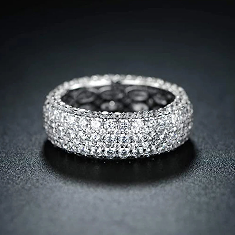 CAOSHI Eternity Wedding Band Ring with Zirconia Inlay