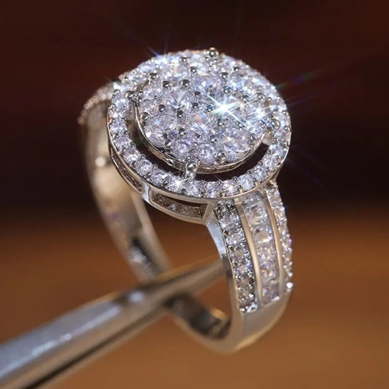 CAOSHI Wedding Rings for Women Round Watch Shape Inlaid Shine Cubic Zirconia