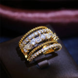 CAOSHI Cubic Zirconia Wedding Party Rings Multi-Layer Shine Noble Jewelry