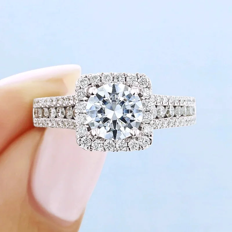 CAOSHI Women Wedding Bands with Crystal Proposal Ring