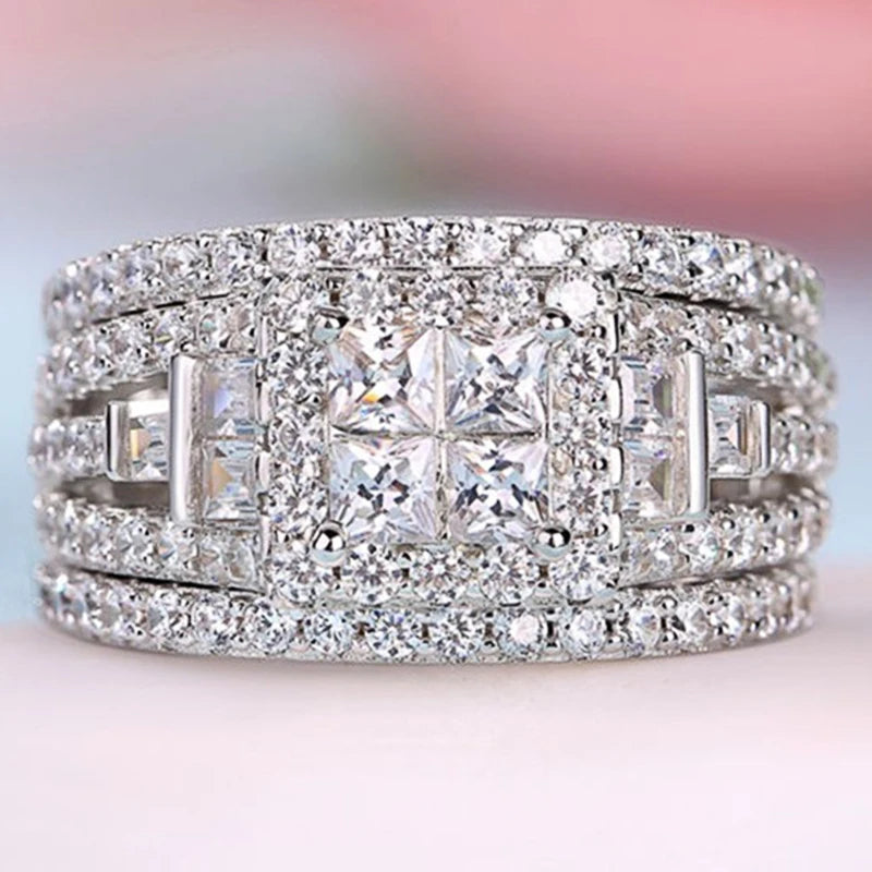 CAOSHI Noble Party Jewelry Ring Silver Crystal Finger Wedding Ceremony Gift