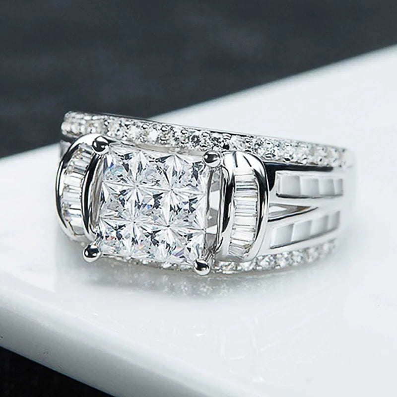 CAOSHI Shinning Crystal Wedding Bands Female Engagement Ring Accessories