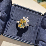 CAOSHI Bridal Ring Bright Yellow Crystal Wedding Bands