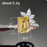 CAOSHI Bridal Ring Bright Yellow Crystal Wedding Bands