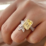 CAOSHI Bridal Ring Bright Yellow Crystal Wedding Bands