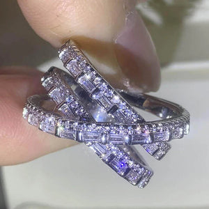CAOSHI Stylish Female Cross Ring with Crystal CZ Wedding Accessories
