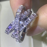 CAOSHI Stylish Female Cross Ring with Crystal CZ Wedding Accessories