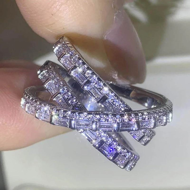 CAOSHI Stylish Female Cross Ring with Crystal CZ Wedding Accessories