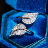 CAOSHI Leaf Shape Silver Zirconia Open Ring - Women Party Jewelry