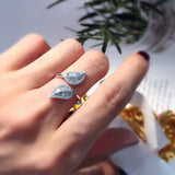 CAOSHI Leaf Shape Silver Zirconia Open Ring - Women Party Jewelry