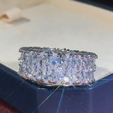 CAOSHI Zirconia Crystal Bridal Wedding Rings Silver Plated