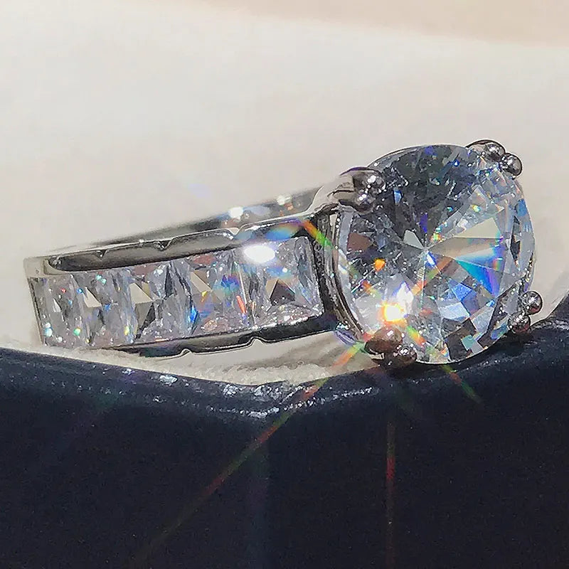 CAOSHI Zirconia Crystal Bridal Wedding Rings Silver Plated