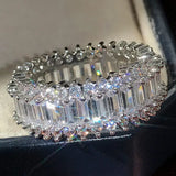 CAOSHI Zirconia Crystal Bridal Wedding Rings Silver Plated