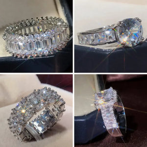CAOSHI Zirconia Crystal Bridal Wedding Rings Silver Plated