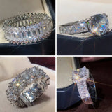 CAOSHI Zirconia Crystal Bridal Wedding Rings Silver Plated