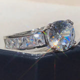 CAOSHI Zirconia Crystal Bridal Wedding Rings Silver Plated
