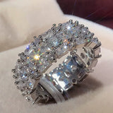 CAOSHI Zirconia Crystal Bridal Wedding Rings Silver Plated