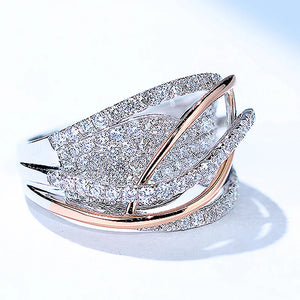 CAOSHI Two-tone Finger Ring with Zirconia - Jewelry Gift