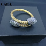 Men's Stainless Steel Eagle Head Cable Bangle Bracelet