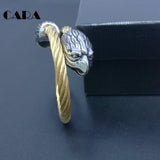 Men's Stainless Steel Eagle Head Cable Bangle Bracelet