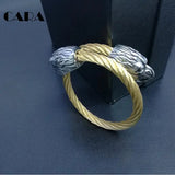 Men's Stainless Steel Eagle Head Cable Bangle Bracelet