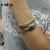 Men's Stainless Steel Eagle Head Cable Bangle Bracelet