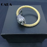 Men's Stainless Steel Eagle Head Cable Bangle Bracelet